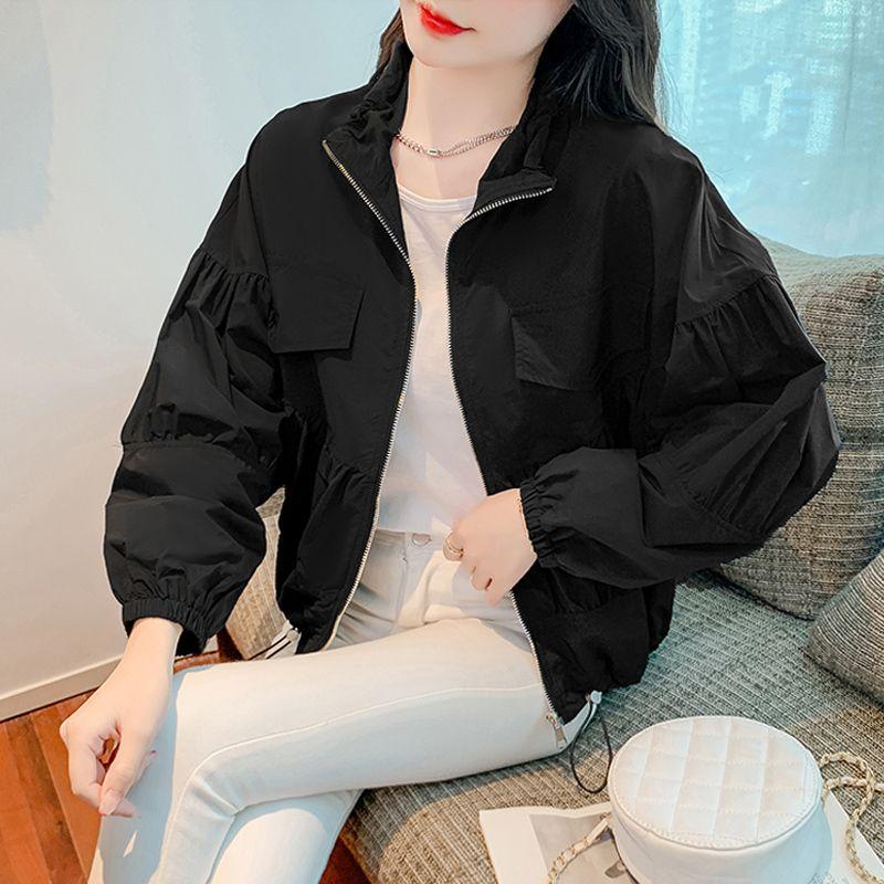 Women's Polo-Collar Spring and Autumn Outerwear Loose Slimming Retro Jacket with Versatile Style for Instagram