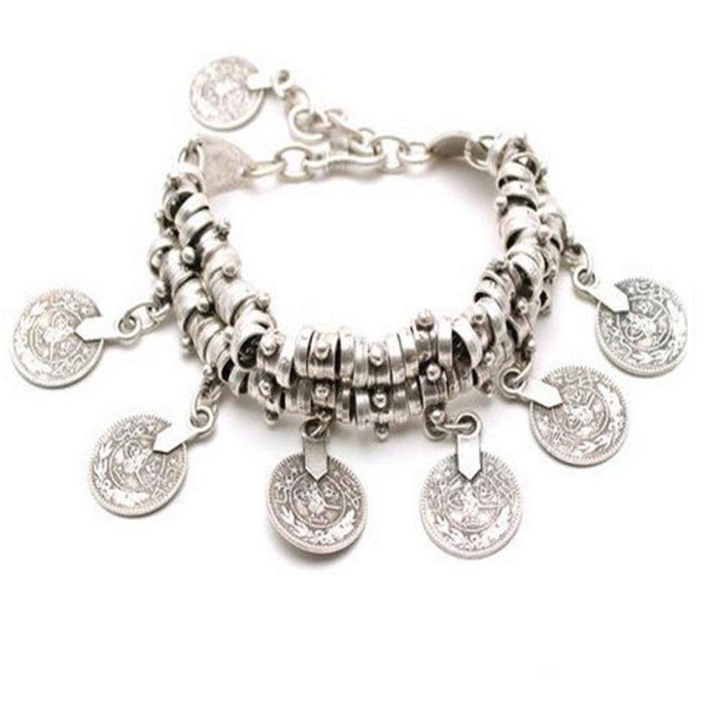 Fashion Retro Dual-use Coin Anklet/Bracelet with Engraved Design