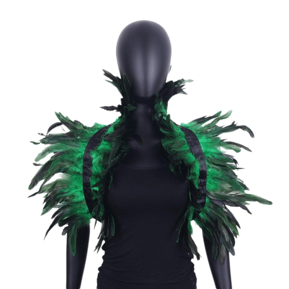 

Neck Wrap Luxury Feather Shawl Halloween Punk Adjustable Feather Shrug Shawl Retro Gothic Shoulder Fake Collar Women XS（old） зелений