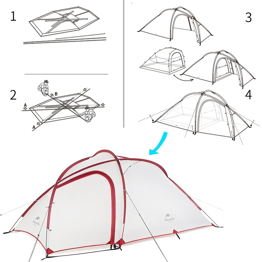 Naturehike Outdoor Climbing Hiby3 for People for Upgraded Spacious Front Structure with Tarp Disaster Includes Ground Sheet For Nylon Silica Gel Tent,