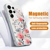 INS Floral Pattern Magnetic Case For Samsung S26 Ultra S25 Edge S24 FE S23 S22 Plus A54 A15 A35 A55 A16 A36 A56 A17 A37 A57 5G Matte Cover