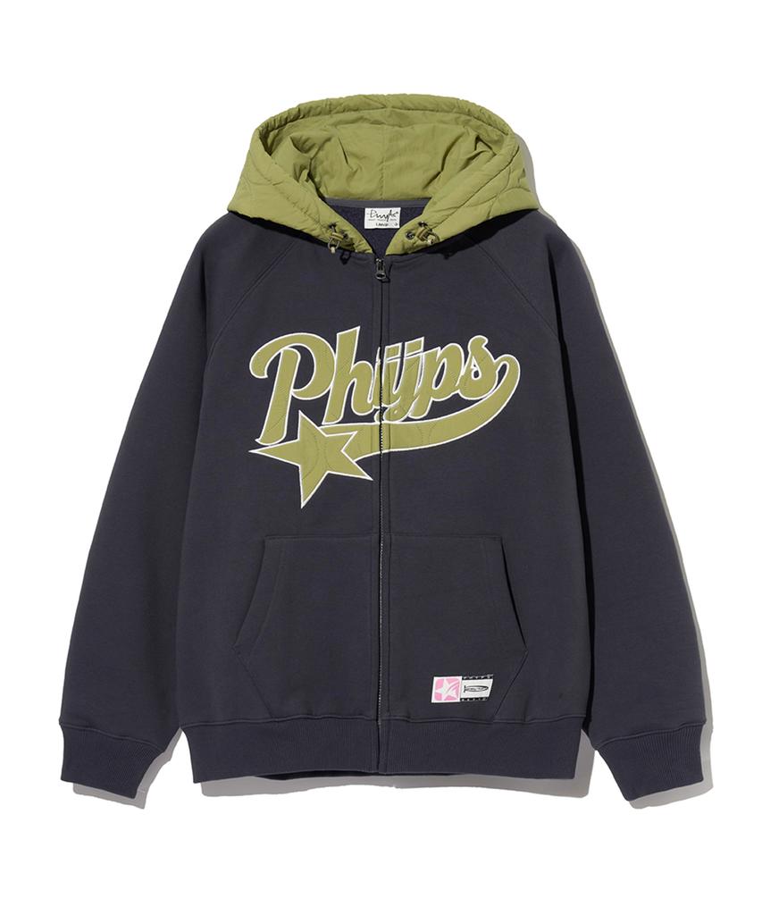 Physical Department Startail Quilted Zip-Up Hoodie_Charcoal
