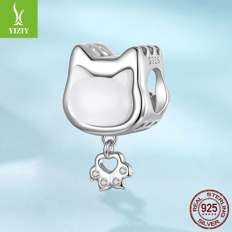 Cute Fritillary Cat Diy Beaded Jewelry Accessories S925 Sterling Silver Animal Bead Accessories
