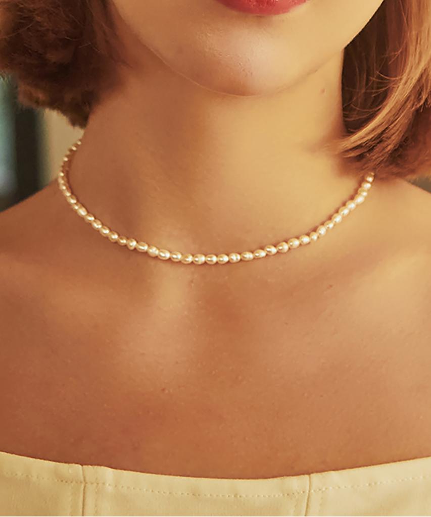 Charmy 18K, Silver 925 Short Pearl Necklace