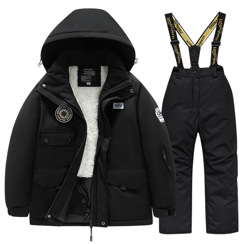 Children's Winter Ski Suit: Fleece-Lined, Waterproof, Windproof, One-Piece Ski Bib Pants for Boys and Girls