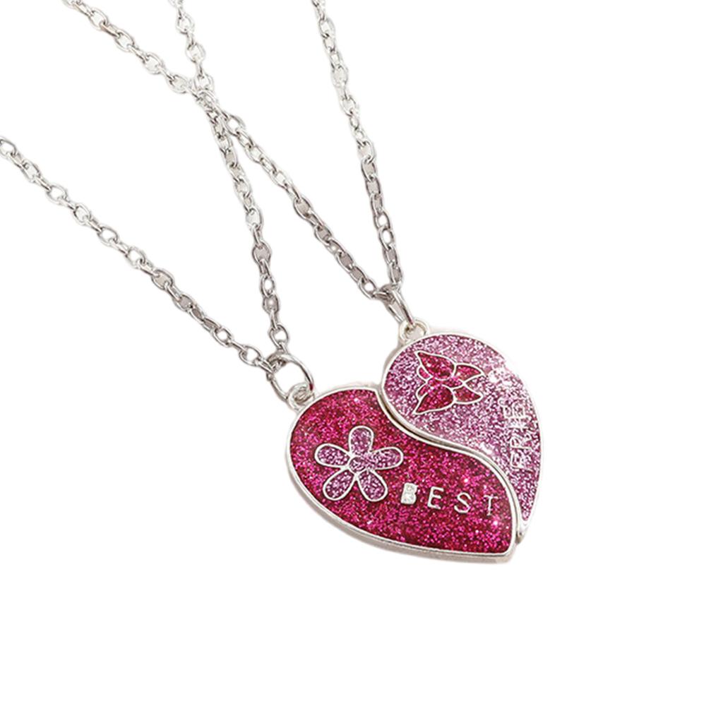 Stylish Best Friends Neck Jewelry Set Magnetic Best Friends Necklace with Heart Butterfly Flower Women Clavicle Chain