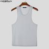 INCERUN Men Summer Sleeveless See Through Breathable Homewear Mesh Sheer Tank Tops