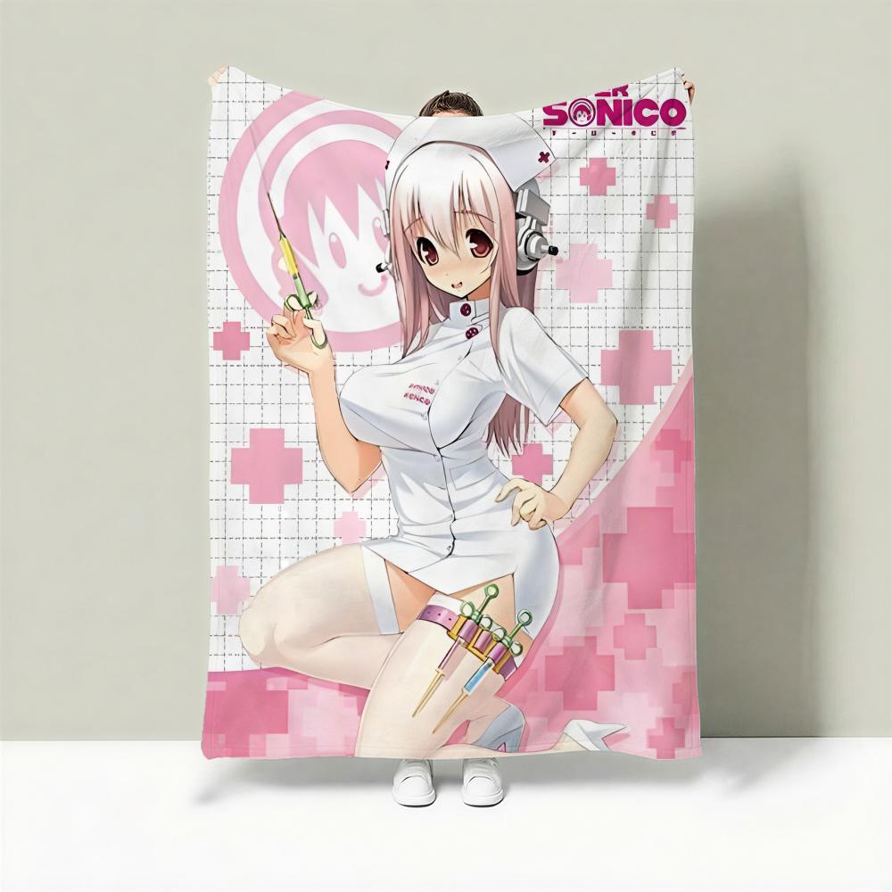 Character S-Super Sonico Throw Lightweight 240g Flannel Blanket Soft Skin-friendly for Summer Cooling