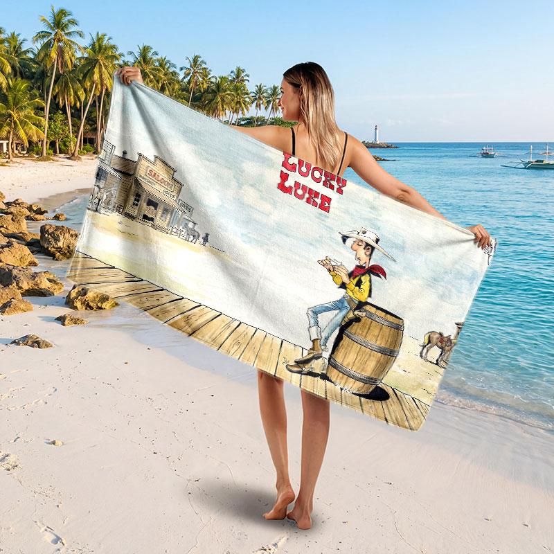 Large Beach TowelLucky Luke Soft Absorbent Towel Beach Bath Home Use