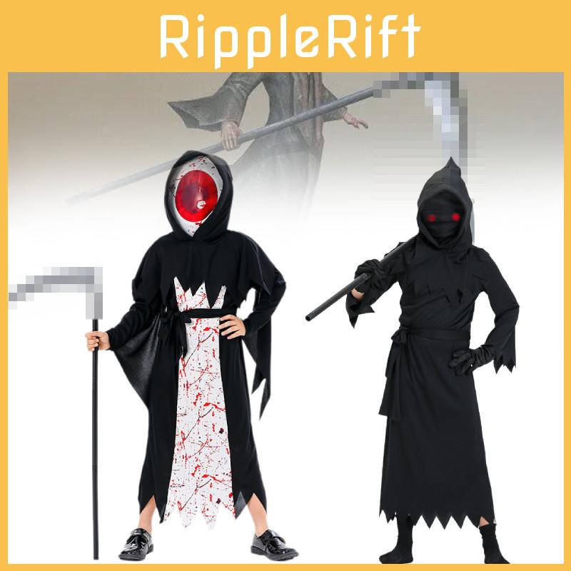 Stylish Polyester Halloween Demon Grim Reaper Cosplay Outfit For Children