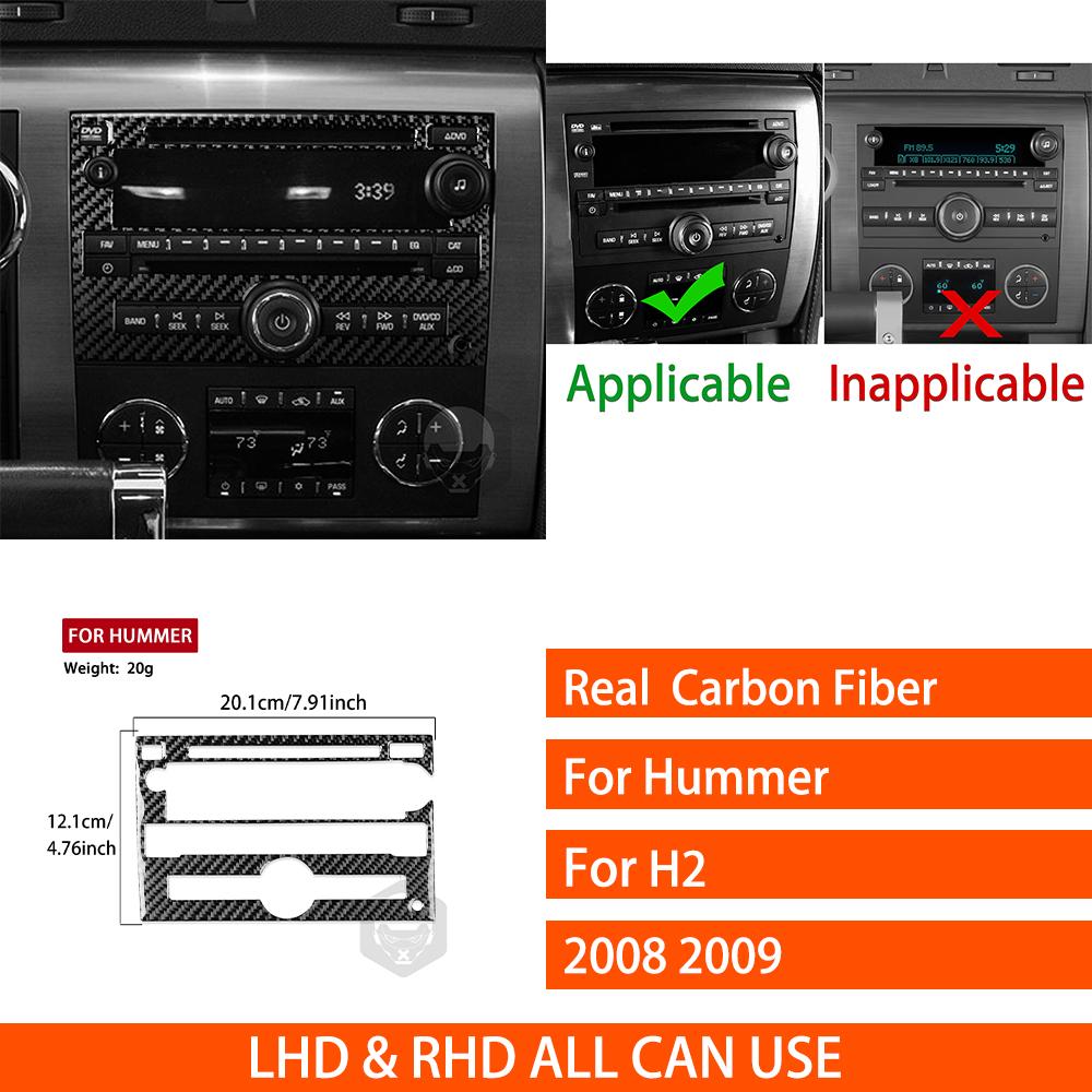 For Hummer H2 2008 2009 Real Carbon Fiber Stickers Radio Adjustment Control Panel Trim Cover Car Accessories Interior Decorative