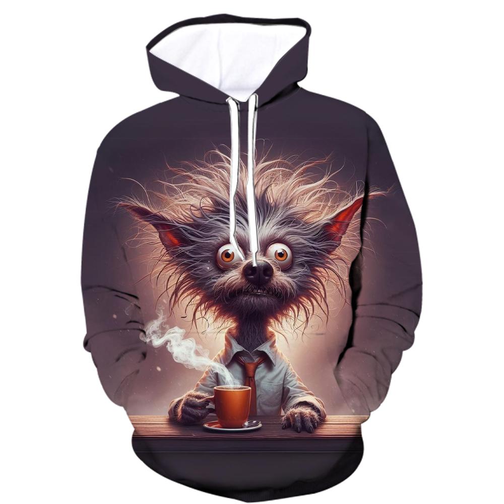 Lustige Tier Wolf Grafik Herren Damen Hoodies 3D Gedrucktes Abstraktes Muster Langarm Kapuzenkleidung Übergroße Bequeme Oberteile