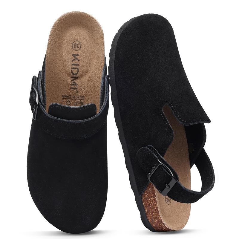Fashion Shevalues New Suede Women's Clogs Concise Flat Bottom Summer Slides Leisure Female Sandals Women's Mules With Adjustable Buckle