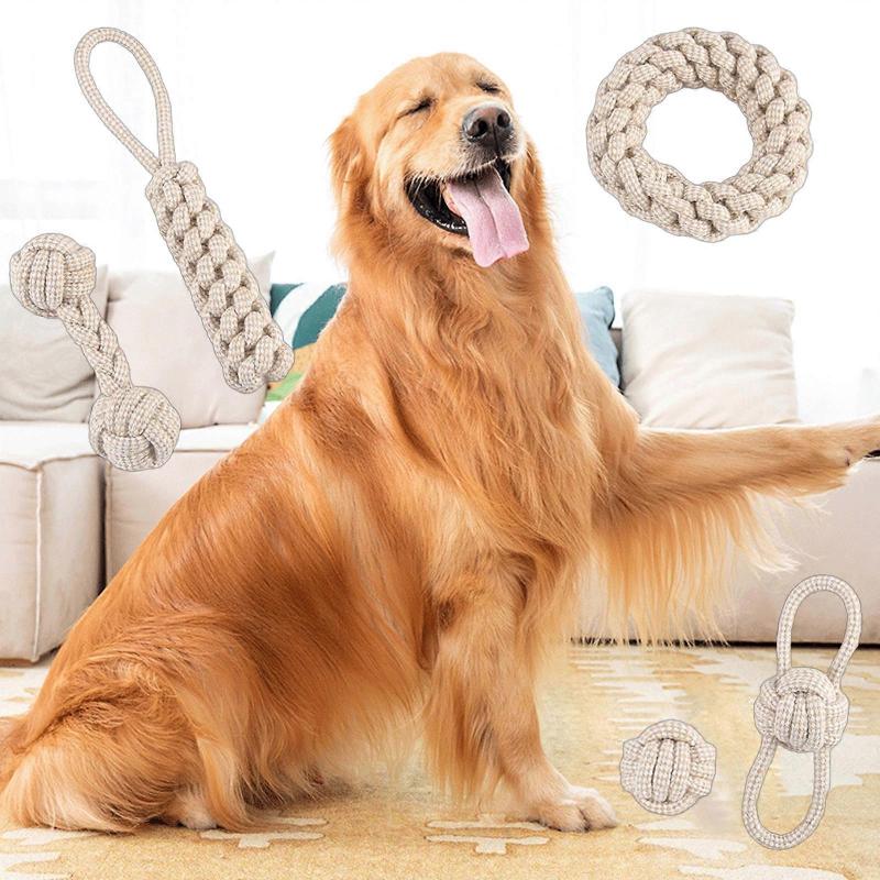 5pcs Natural Cotton Rope Play for Cats Dogs Safe and Engaging Includes Ball and Rope Suitable for Indoor Outdoor Chased Multicolor