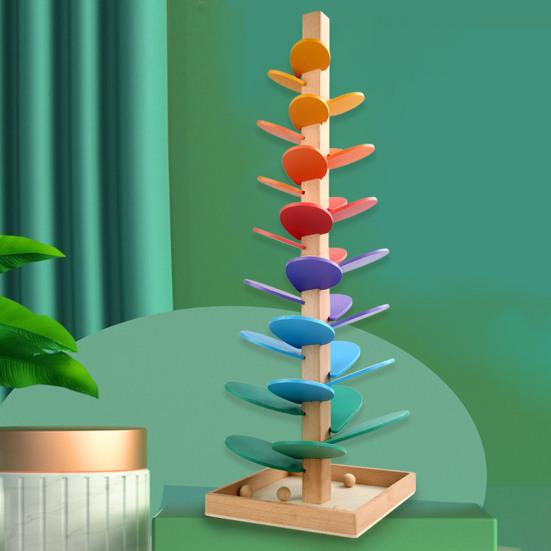 Marble Run Sound Tree Toy Children Wooden Fine Motor Skills Tree with 10 Balls Toddlers Boys Girls Educational Musical Tree Toy