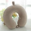 U-Shaped Travel Neck Pillow with Embroidered Logo - Solid Color Memory Foam Design
