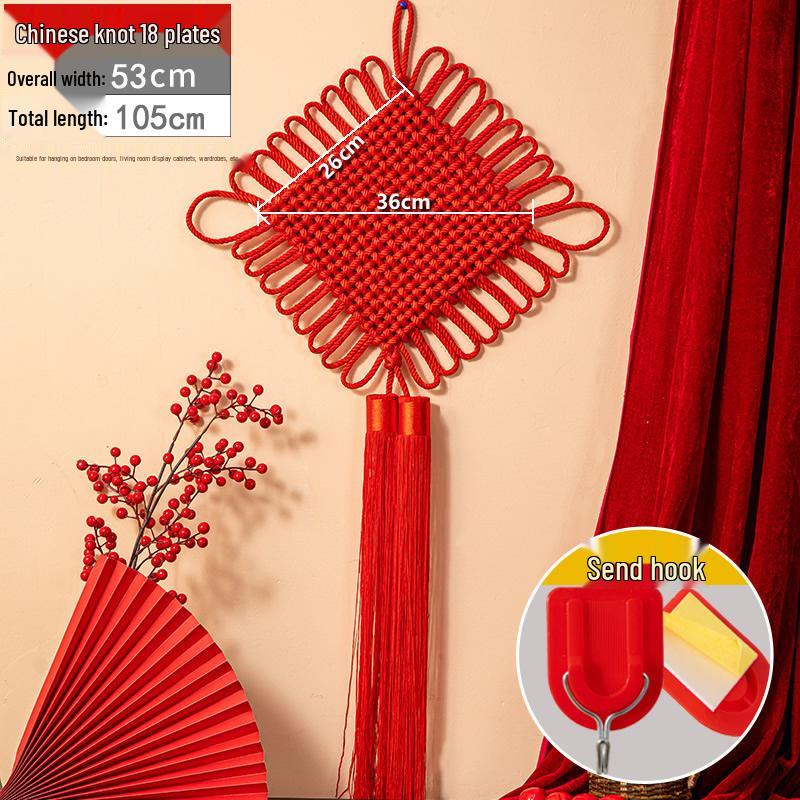 Chinese Knot Red String Braided Cord - Traditional Feng Shui Decor for Living Room, Autumn, and National Day Festivals
