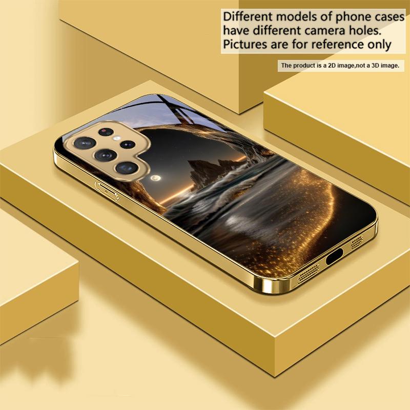 The wilderness of veins For Samsung Galaxy S20 FE S21 S22 S23 Plus S24 Ultra 25Ultra S21+ S9+ S22Plus Golden glass phone case