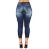 Yüksek Belli Esnek Yırtık 9/10 Boy Skinny Jean Kadın Dar Kesim Popo Kaldıran Açık Yıkama Kot