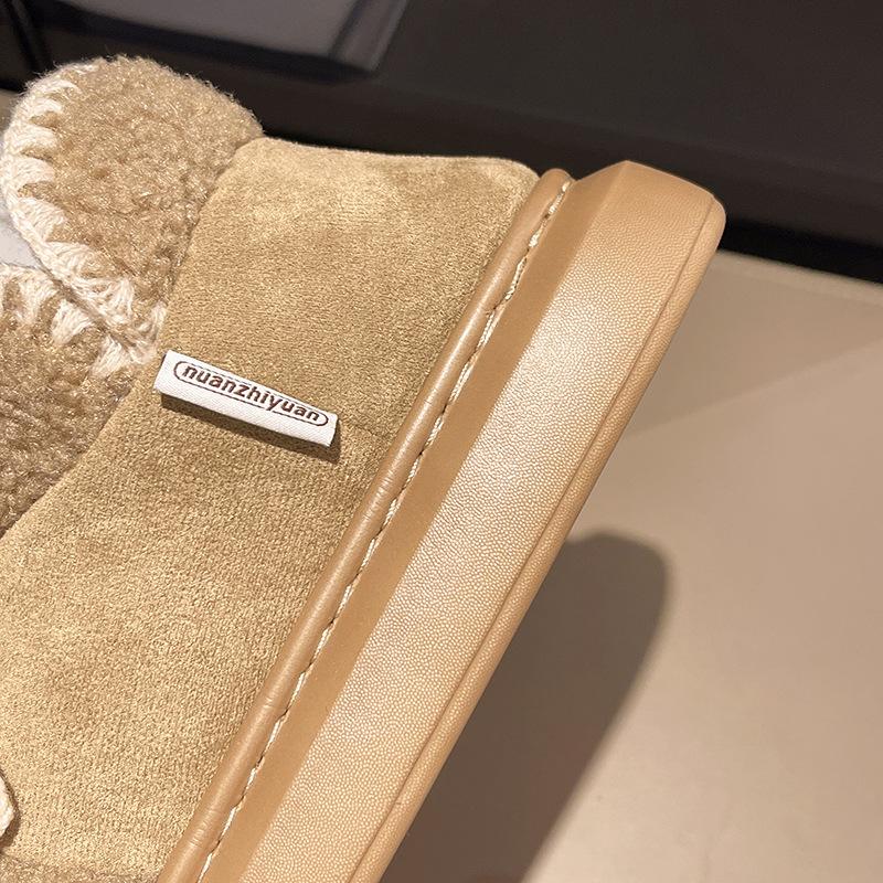 Warme Kanten neue Schneestiefel, um im Winter warm zu halten, niedlicher Bär mit Schleife, High-Top-EVA-verdickte Baumwollschuhe