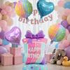 5pcs Standing Birthday Gift Box Balloon Set Star-Shaped Gradient Letter Balloons Birthday Party Decoration Photography Props