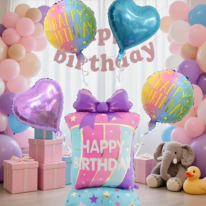 5pcs Standing Birthday Gift Box Balloon Set Star-Shaped Gradient Letter Balloons Birthday Party Decoration Photography Props