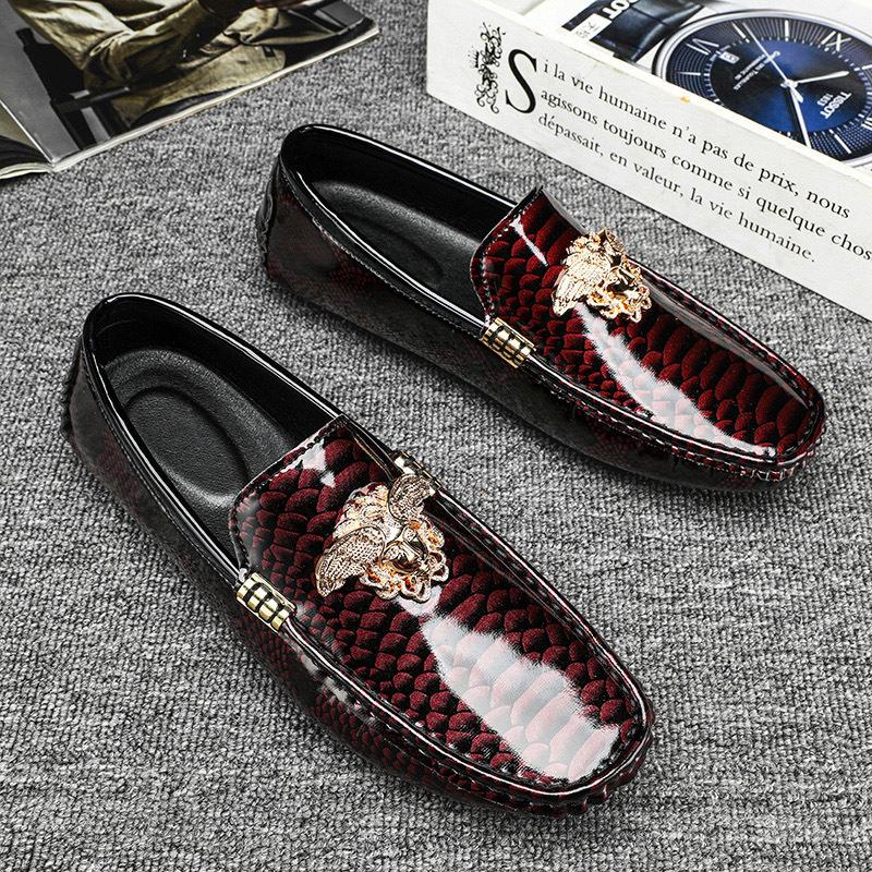 Große Größe 48 Sommer Doudou Schuhe Fauler Ein-Pedal Business Casual Lederschuhe Herren Atmungsaktiv Koreanische Version Mode Fahrschuhe Herrenschuhe