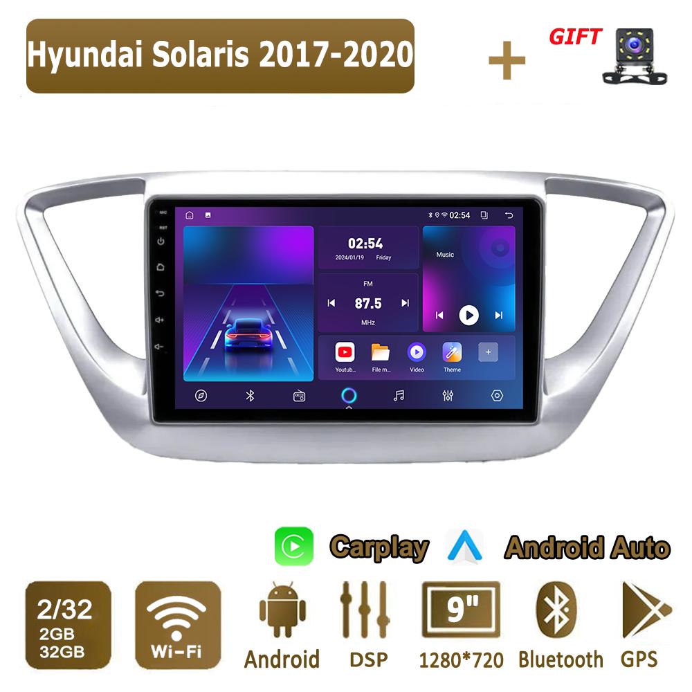 Android Carplay Car Radio For Hyundai Solaris 2017-2020 Multimedia Player Head Unit Stereo GPS Navigation BT WIFI 4+64GB
