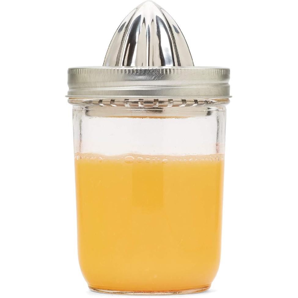 Jarware - 82654 Jarware Stainless Steel Citrus Juicer Lid for Mason Jars, Wide-Mouth, Metallic
