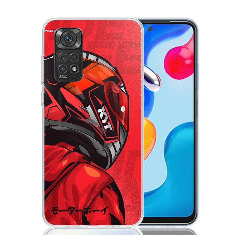 Motorcycle Rider Helmet Phone Case For Xiaomi Redmi Note 13 14 15 Pro Plus 12S 12 14S 11S 11E 10 10S 11 11T 5G 4G Cover Coque Re