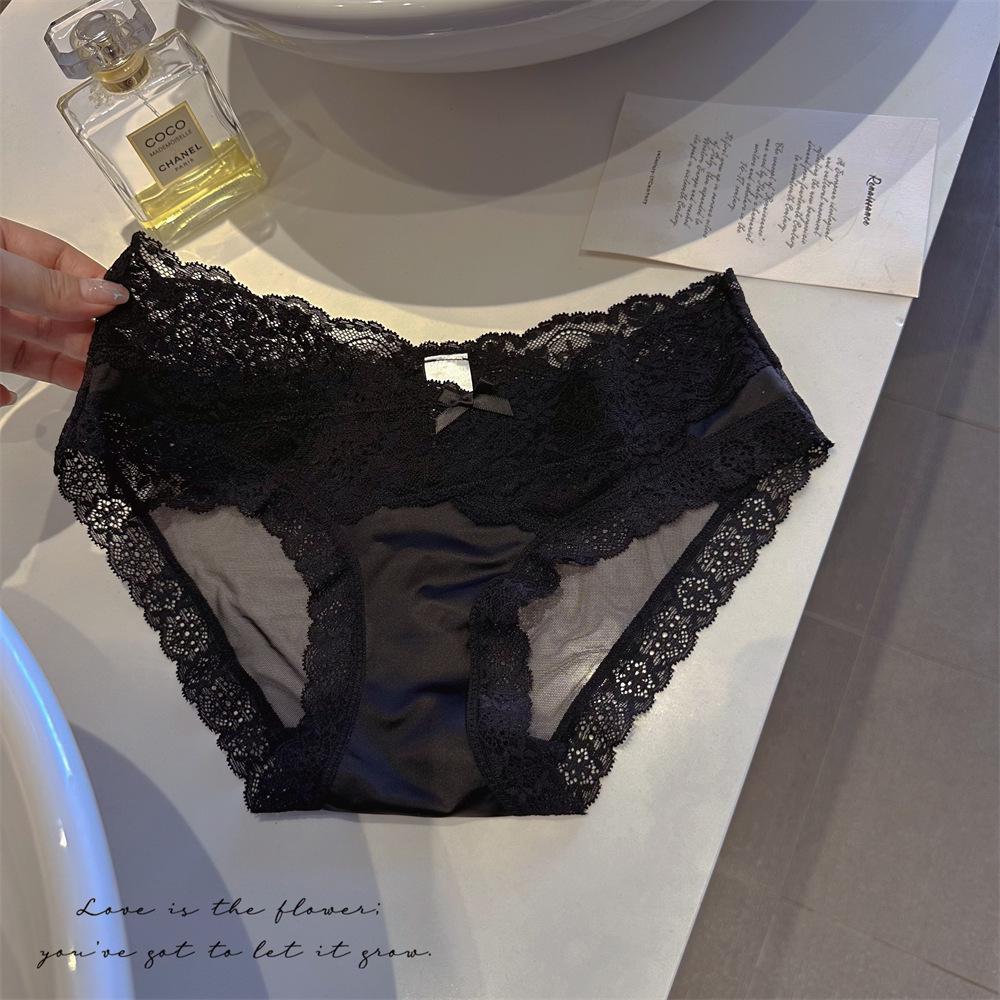 Charming French Satin Lace Low-Rise Hipster Panties