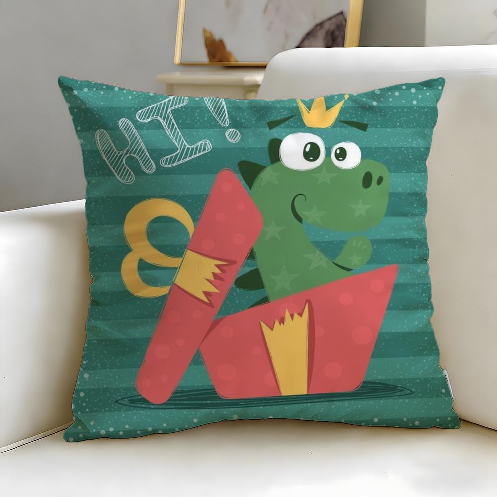 cartoon theme Cartoon Dinosaur Cushion Cover Soft & Easy-Wash Pillow Case – Versatile for Couch, Bed, Travel and Office