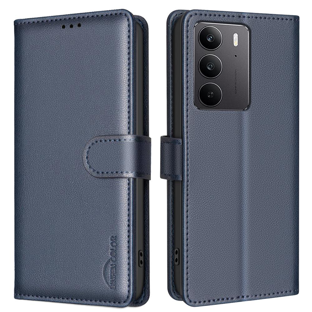 

BINFEN COLOR BF32 For Realme C75 Leather Case Wallet RFID Blocking Phone Cover Blue