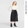 ELLASSAY Autumn PU Leather A-Line Midi Skirt