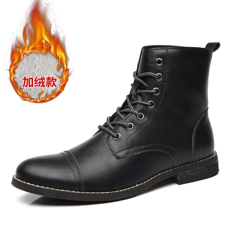 Winter Hand Sewn Genuine Leather Men's Boots Men's Casual Leather Shoes Outdoor Snow Boots
