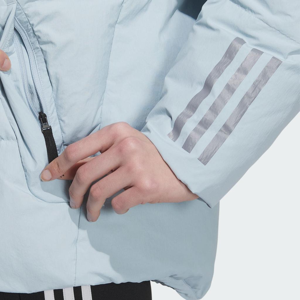 Adidas Printed Casual Sports Down Jacket With Hood Women Outerwear Light-Blue IL8937