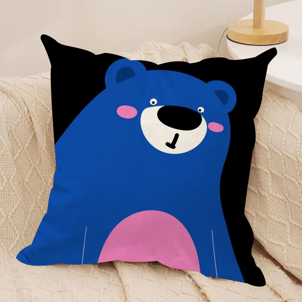 Cartoon Animal Cute Cushion Cover Silky Short Plush Double-Sided Printed Pillow Case for Sofa All Seasons Home Decor Gift