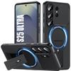 Case for Samsung Galaxy S25 Ultra, Silicone Protection with Stand and Magnetic Ring - Black