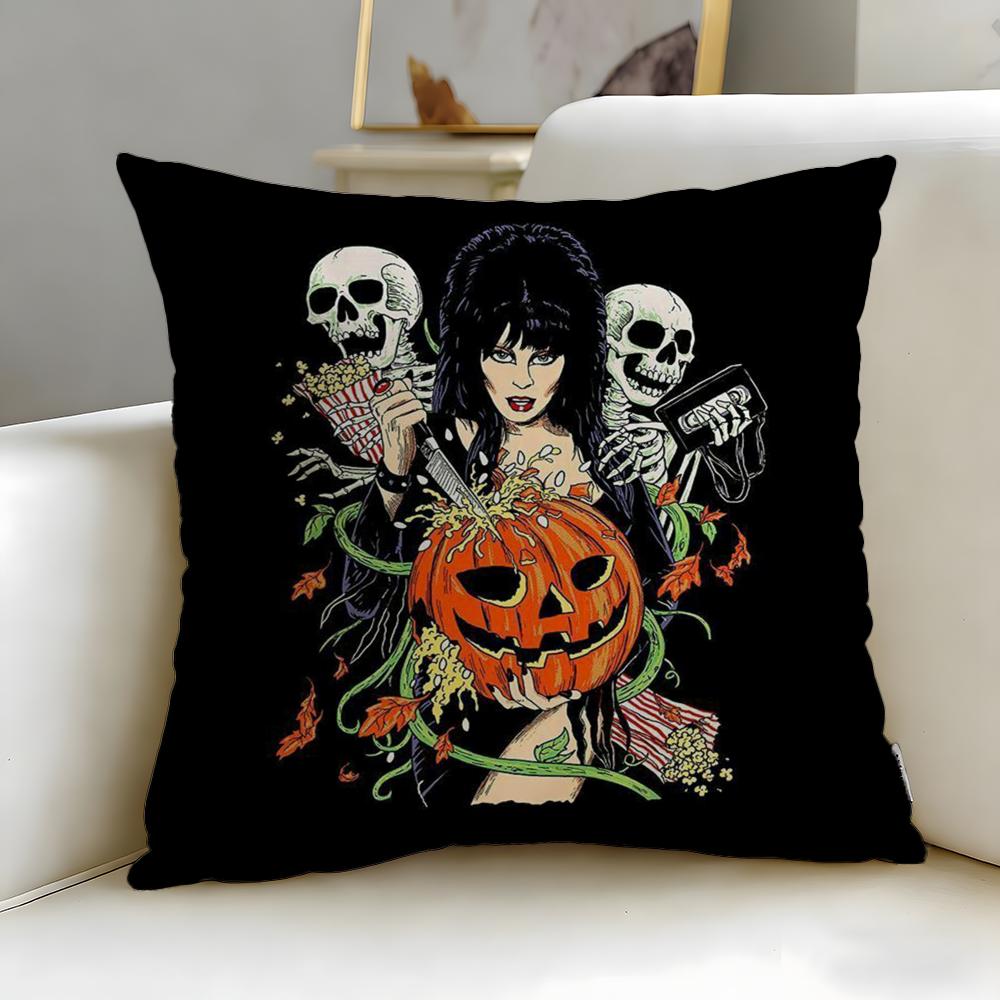 classic movie character Elvira Cushion Cover Soft  EasyWash Pillow Case  Versatile for Couch Bed Travel and Office