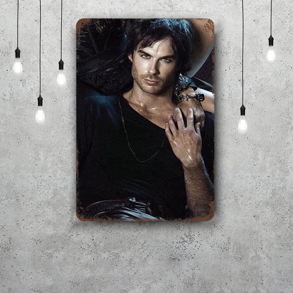 Damon Salvatore Decor Poster Vintage Tin Sign Metal Sign Decorative Plaque for Pub Bar Man Cave Club Wall Decoration