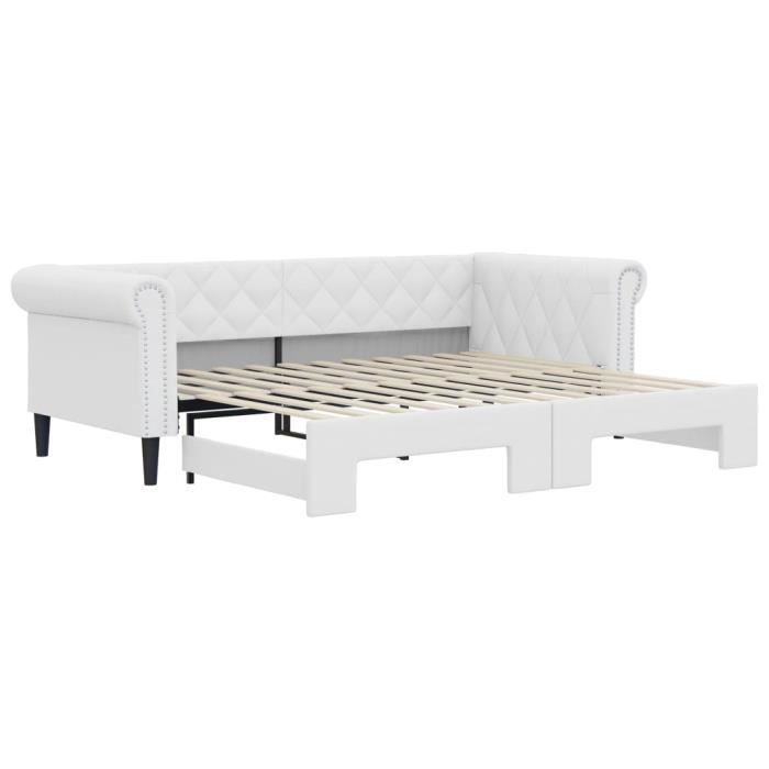 VidaXL Daybed with Trundle Bed White 90x200 Cm Faux Leather 3197724