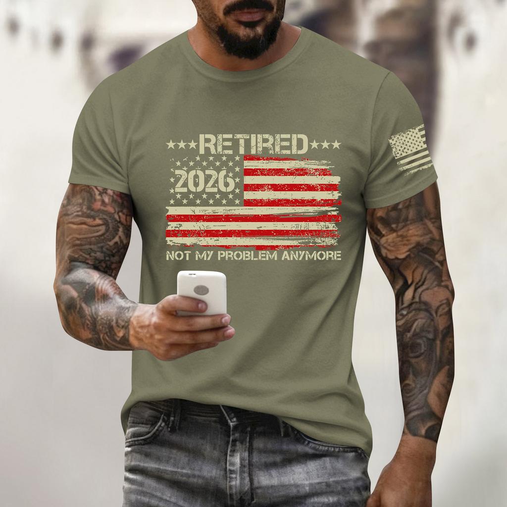 Men's Holiday Print Round Neck Short Sleeve Top Casual Sports Top