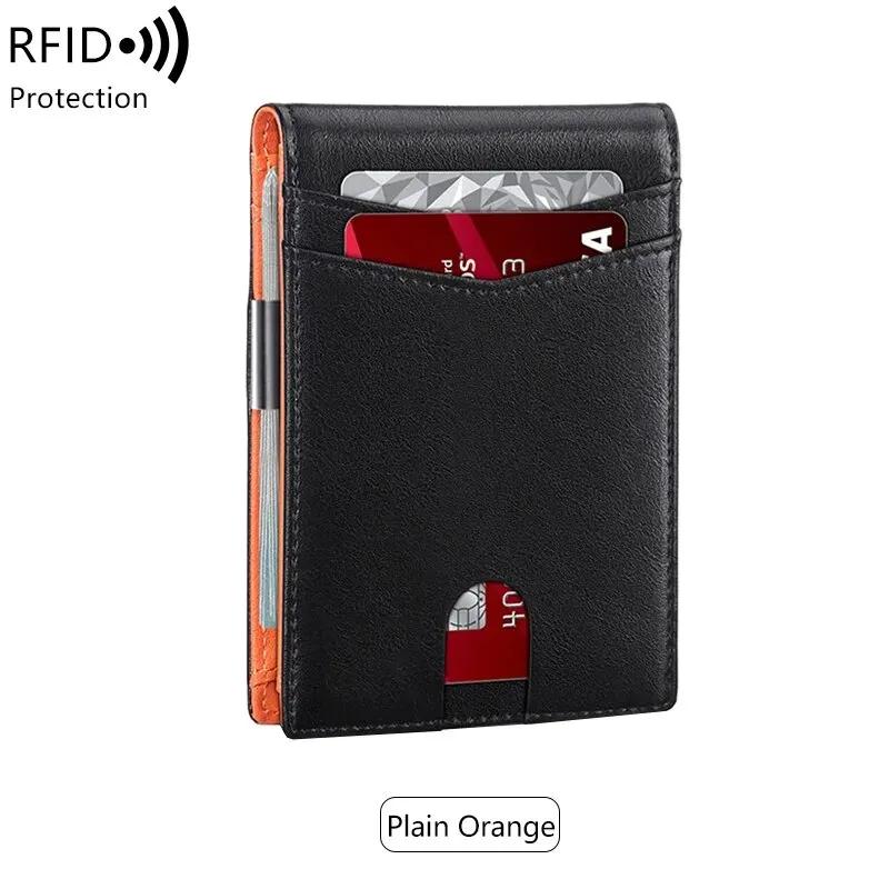 Minimalist Men's RFID Blocking Multi-functional Ultra-thin 12-card Wallet, Front Pocket Bi-fold Solid Color Portable Card Holder