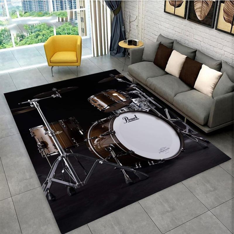 3D Drum Instrument Carpet, Living Room,bedroom, Sofa, Door Mat, Decorative Carpet, Drum Sound Insulation and Anti Slip Floor Mat