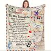 Cabin-Style Cozy Flannel Blanket "To My Daughter" with Heartfelt Message - Soft Warm All-Season Comfort Perfect for Sofa or Bed