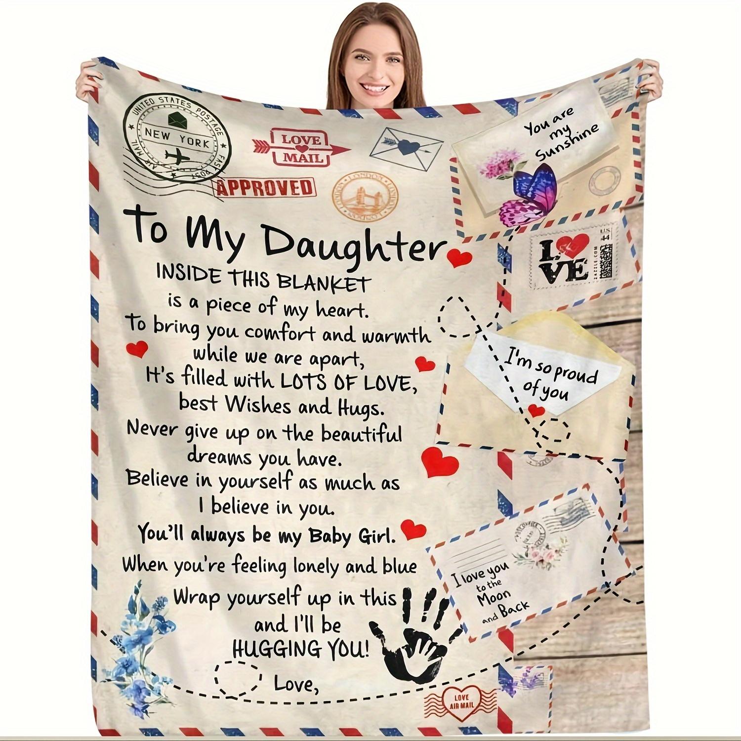 

To My Daughter Love Letter Blanket - Heartwarming Message & Vintage Envelope Design for Emotional Gifts & Cozy Nights 75x90cm