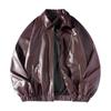 Hong Kong style spring new leather jacket men's retro leather jacket high-quality leather