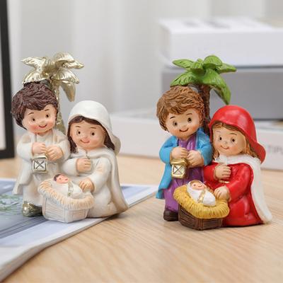 Nativity Scene Ornament Resin Blessed Holy Family Figure Sculpture Cartoon Christmas