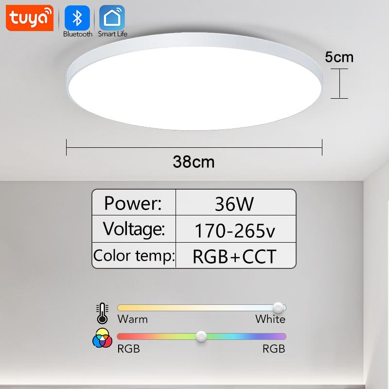 MARPOU Smart Bluetooth LED Round Ceiling Light RGBCW Tuya APP Dimmable with Music Speaker Home Bedroom Living Room Ambient Light