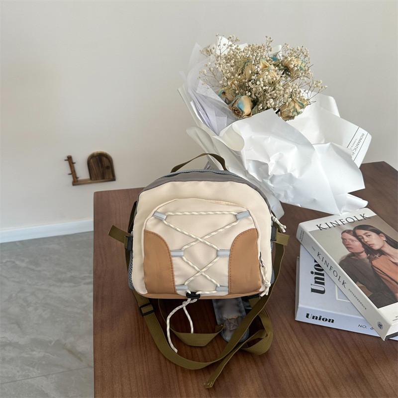 Trendy Korean Style Kids Backpack Fashionable Color Block Canvas Backpack For Boys Girls